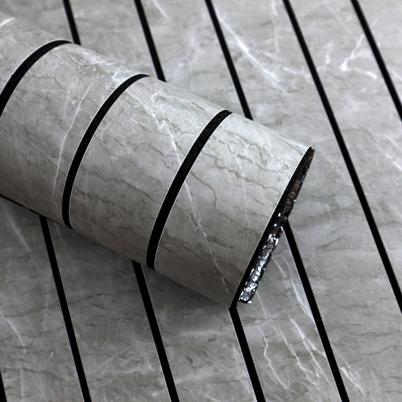 wholesale 3d self adhesive wood pattern sticker oil proof fluted wall stickers for kitchen living room