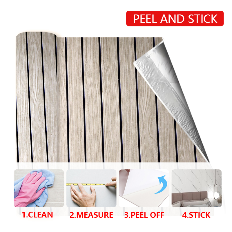 modern home Self Adhesive IXPE Fluted Wall Sticker Durable fashion wood pattern grille wall stickers