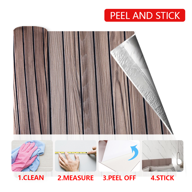 custom color Fluted Wall Stickers wood pattern ixpe self adhesive wall stickers for Living Room and bedroom