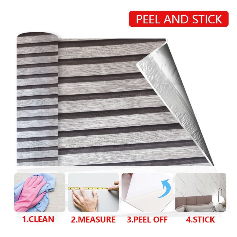 custom color Fluted Wall Stickers wood pattern ixpe self adhesive wall stickers for Living Room and bedroom